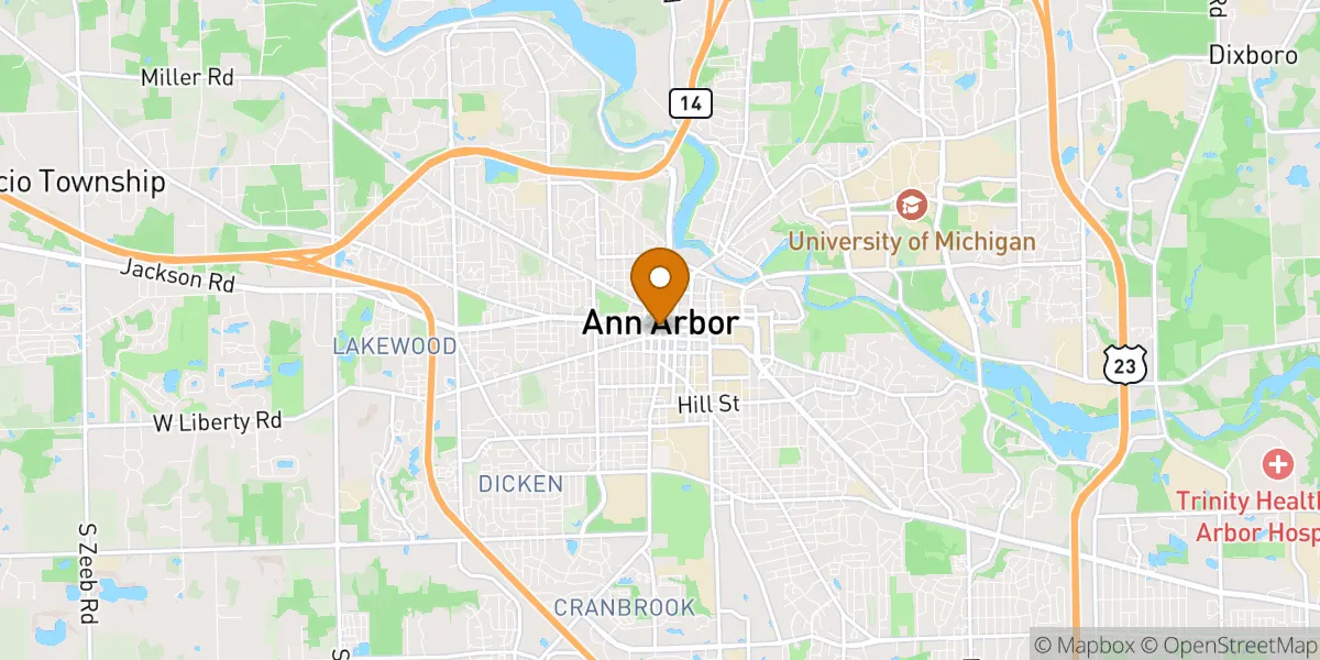 Downtown / Main Street neighborhood map in Ann Arbor, MI